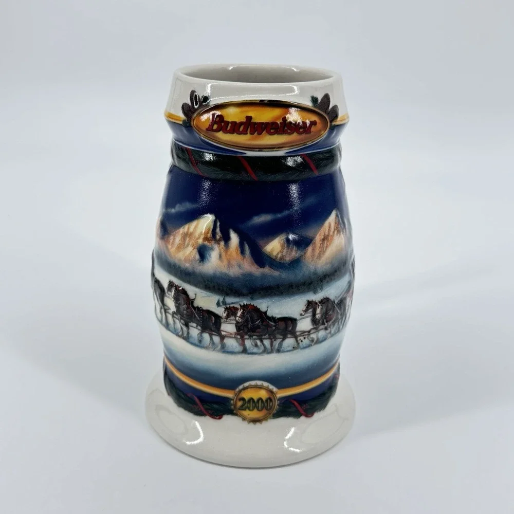 Budweiser Beer Stein Mug 2000 Holiday CS416 Holiday in the Mountains Clydesdales